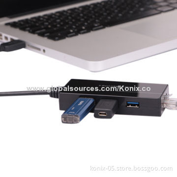 USB 3.0 3-port hub with a external adapter, supports 10/100/1,000MbpsNew